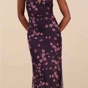 Floral Black and Pink Women's Dress